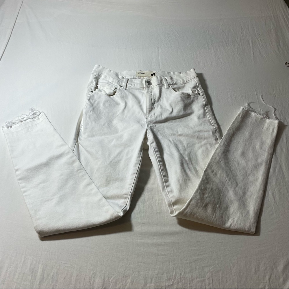 Garage Skinny Jeans Raw hem White Casual Denim Distressed Woman's 9